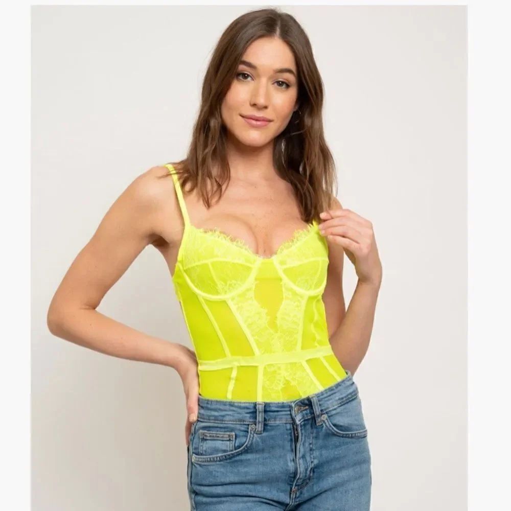 Bright Neon Lace Backless Bodysuit